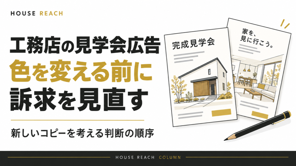 工務店の見学会広告は色や写真の前に伝える価値を考える