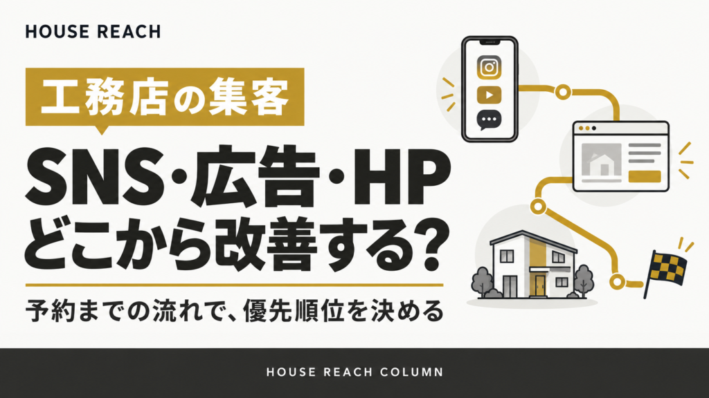 工務店の集客改善：SNS・広告・HPの優先順位を予約までの流れで考える